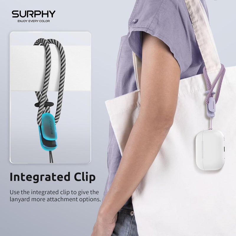 SURPHY 2 Pack Phone Lanyard for Cellphone Case, Phone Wrist Strap for Case, Cellphone Strap with 2-Color Braided, Charm Wrist Lanyard for Women, Cellphone Wrist Lanyard for Women, Black & Lilac - Image 3